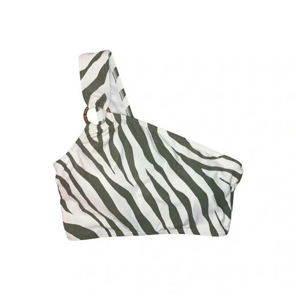 Michael Kors One  Shoulder Bikini | Green Zebra | Size XS - Picture 5 of 11